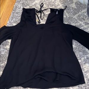 aqua cold shoulder blouse